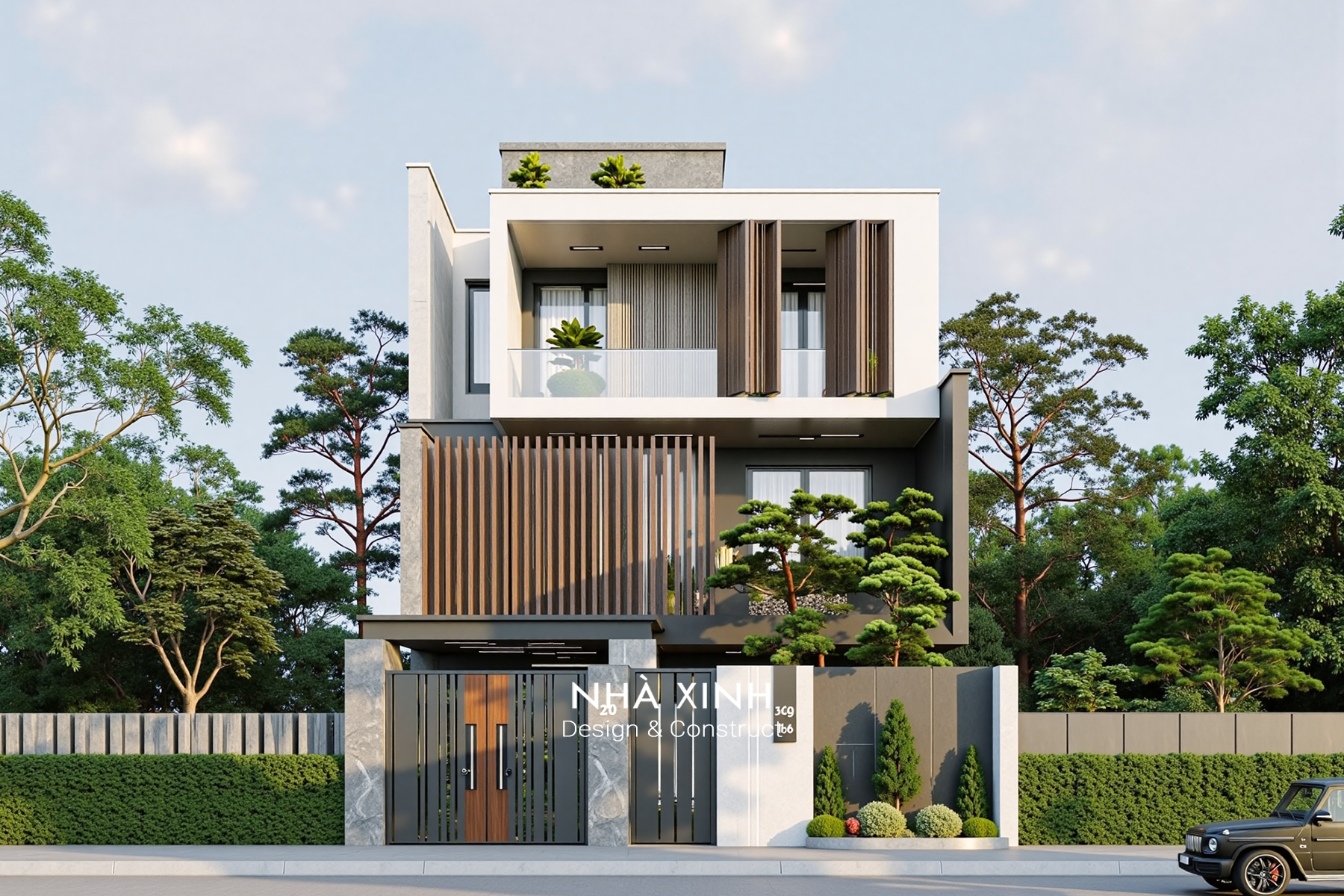 biệt thự 3 tầng 2 mặt tiền hiện đại