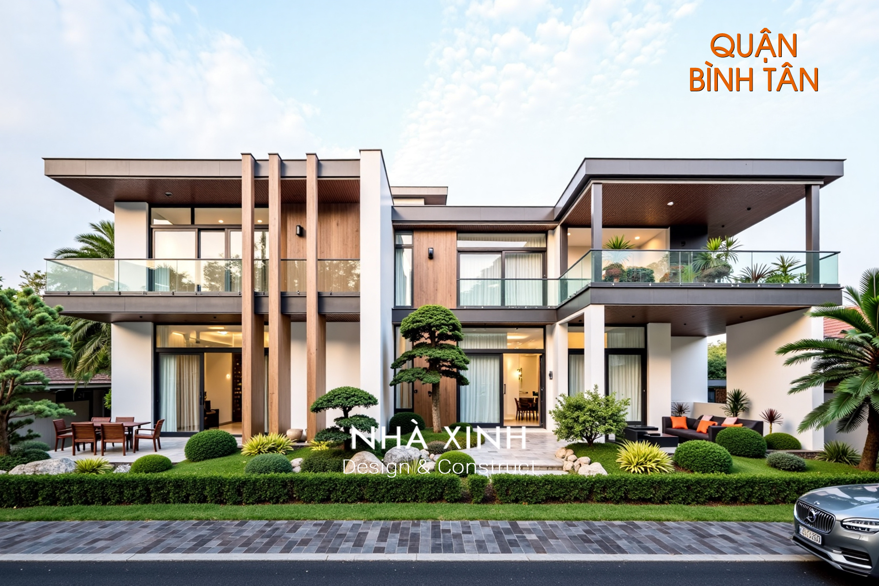 Biệt thự sân vườn 2 tầng có hồ bơi và thảm cỏ xanh mát