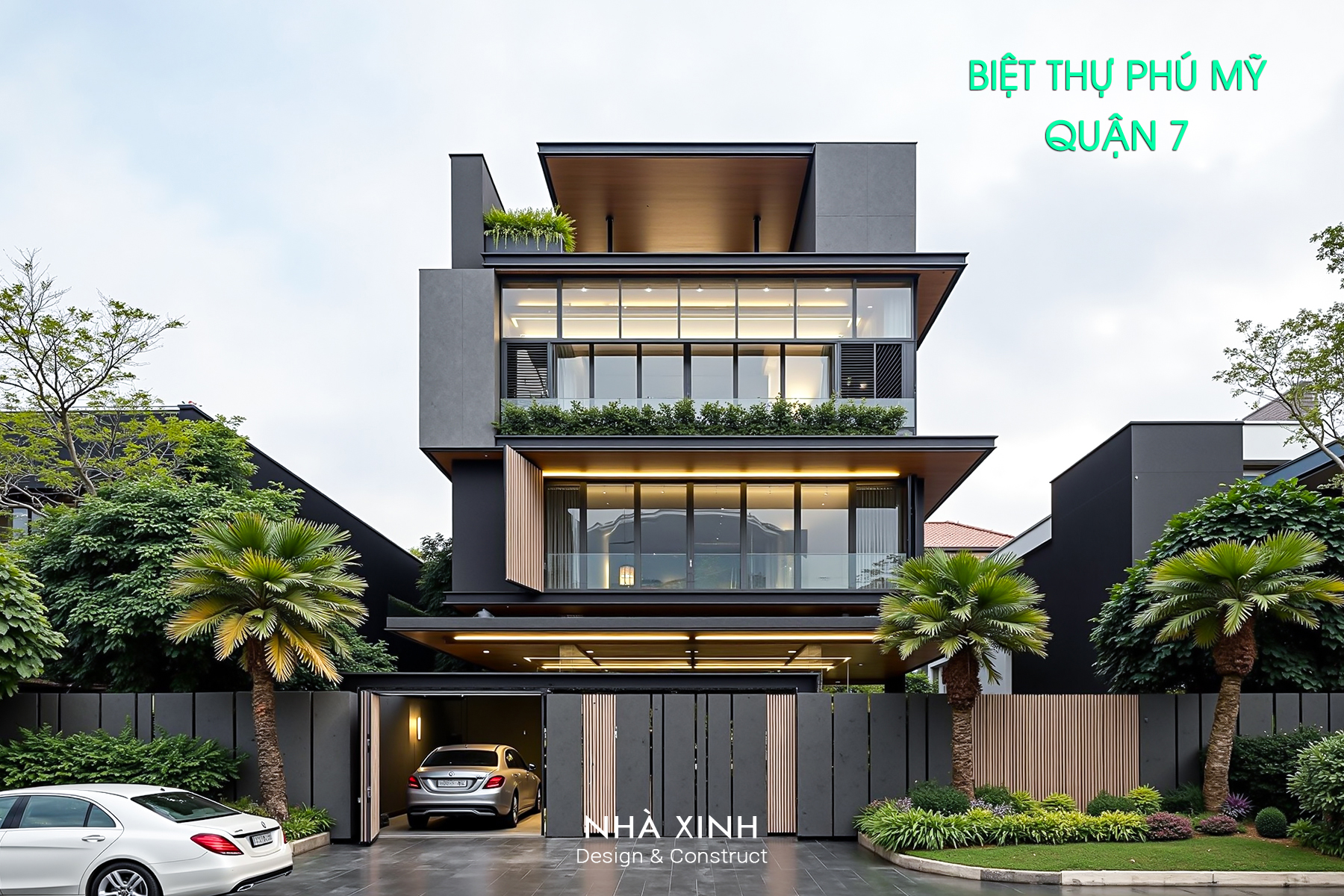 Mẫu thiết kế biệt thự đẹp mái bằng 3 tầng sang trọng, tinh tế