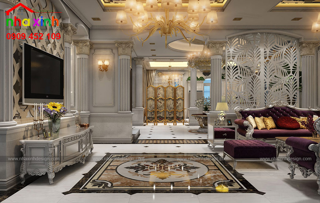 Không gian phòng khách được thiết kế tỉ mỉ với đường nét tinh tế