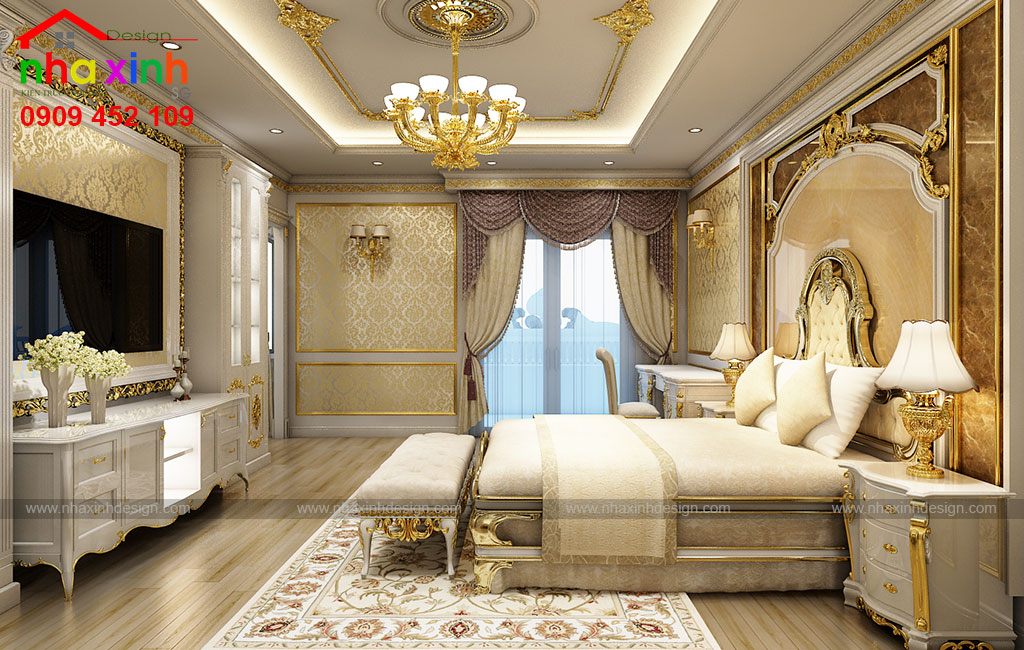 Nội thất phòng ngủ master được trang hoàn một cách lộng lẫy & tiện nghi