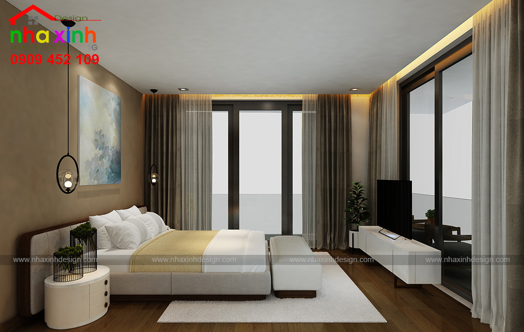 Phong cách thiết kế của căn phòng ngủ master với hình khối đẹp mắt