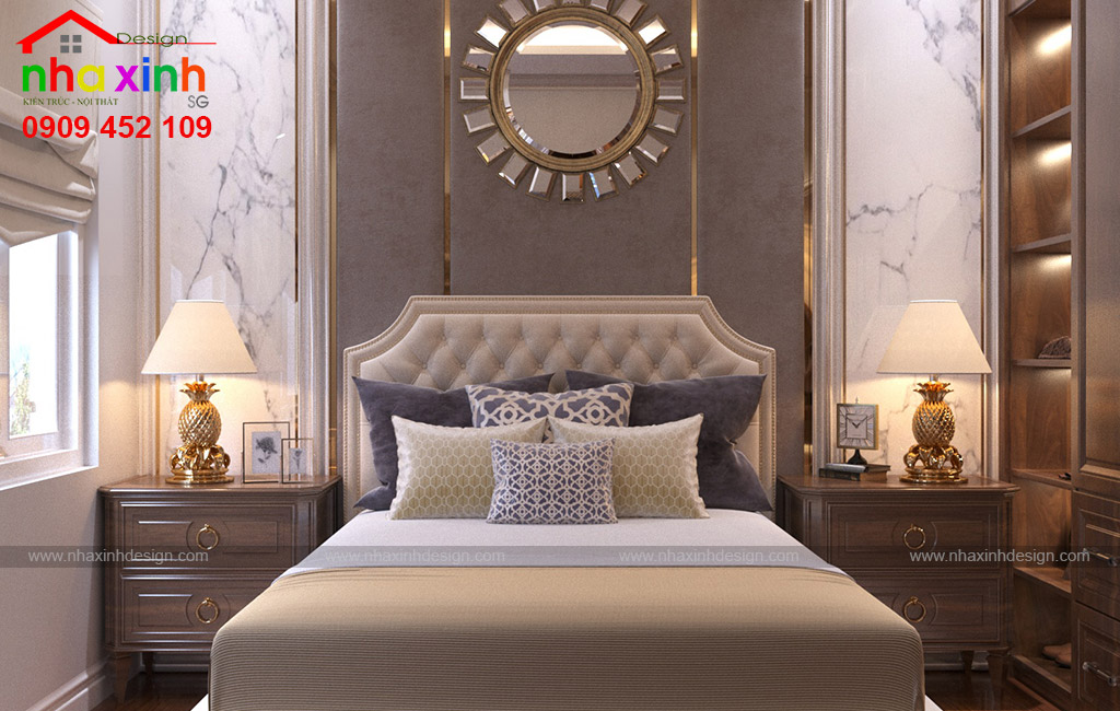 Phòng ngủ được thiết kế với view thẳng đứng sang trọng & tinh tế