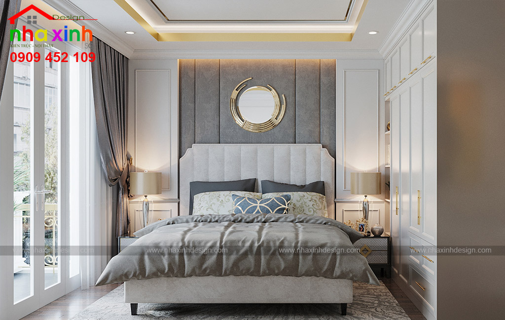 Thiết kế nội thất phòng ngủ master với view thẳng đứng