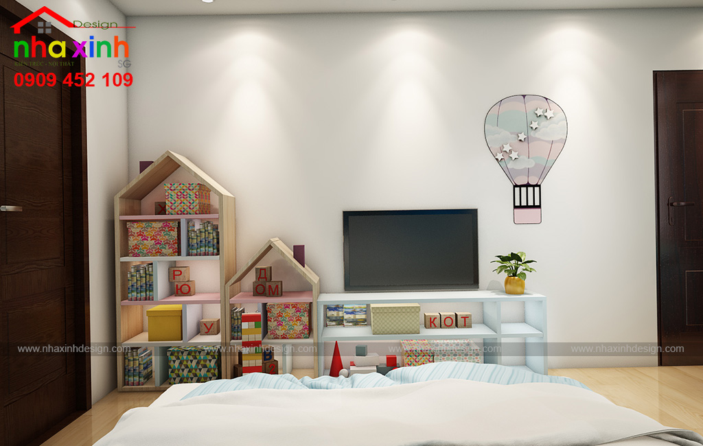 Không gian phòng ngủ con trai trong mẫu biệt thự hiện đại với thiết kế cực kỳ dễ thương