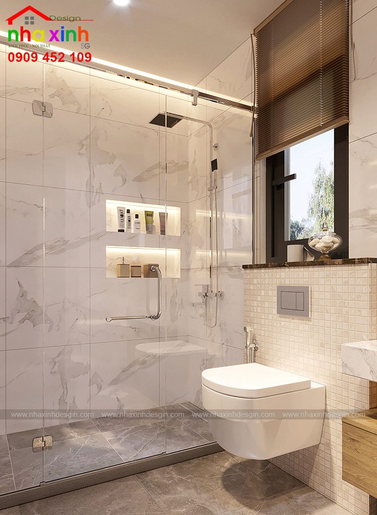 Hình ảnh về cách thiết kế không gian tắm của căn phòng wc biệt thự hiện đại đẹp