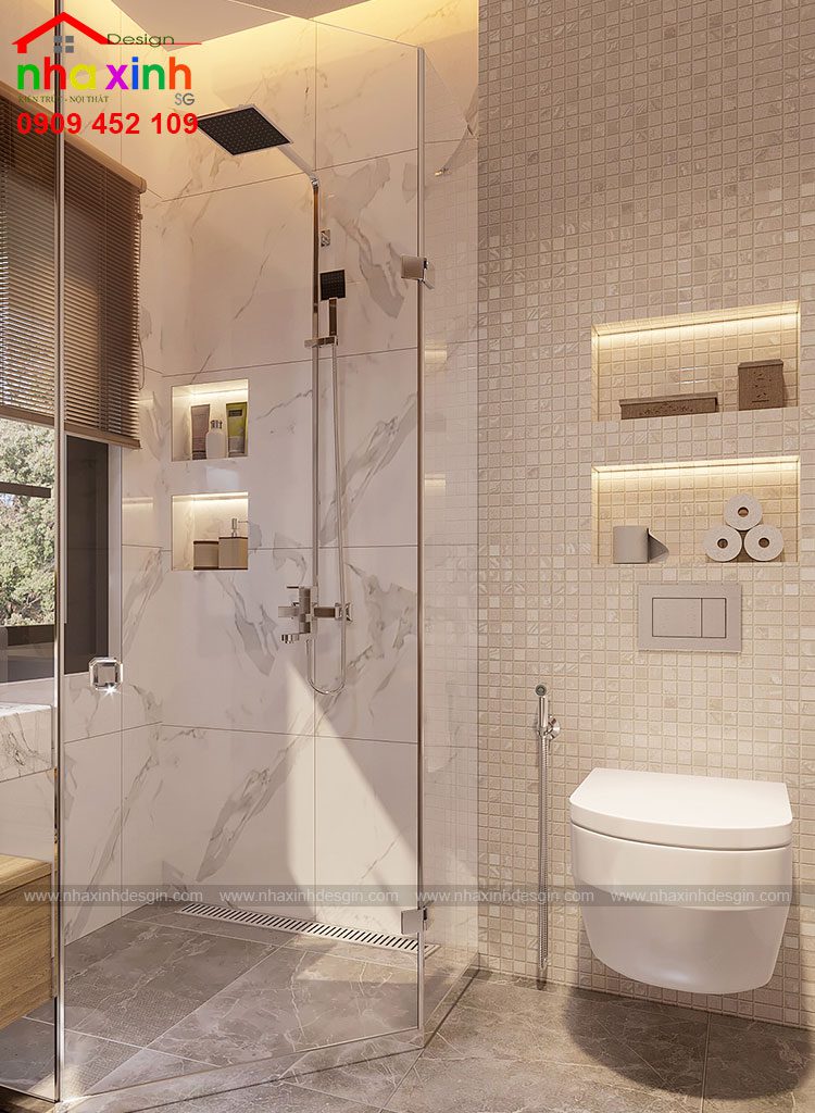 Cách thiết kế sang trọng tạo nên sự đẹp mắt cho căn phòng wc con trai nhỏ biệt thự hiện đại