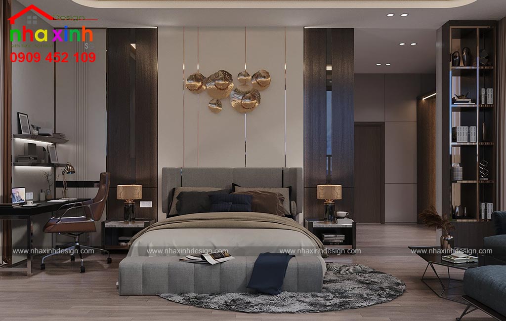 Thiết kế nội thất phòng ngủ master cho căn biệt thự hiện đại đẹp 