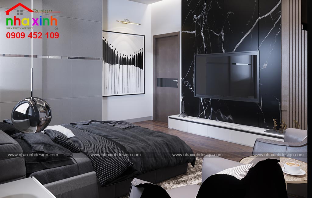 Gam màu đen huyền bí trong cách thiết kế phòng ngủ trệt