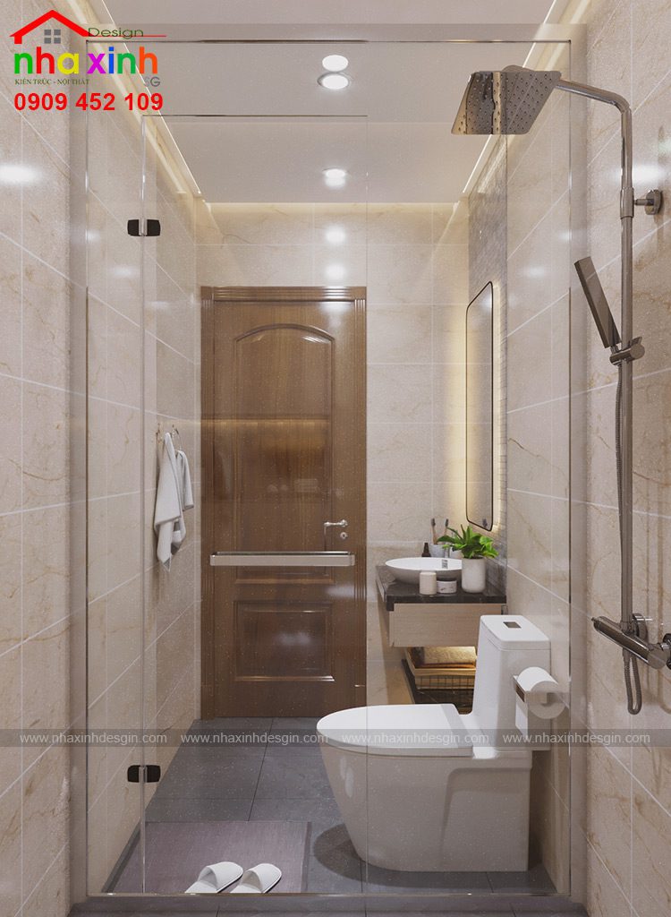 Nội thất phòng WC con trai phong cách đồ gỗ | Chị Chi. Ảnh 2