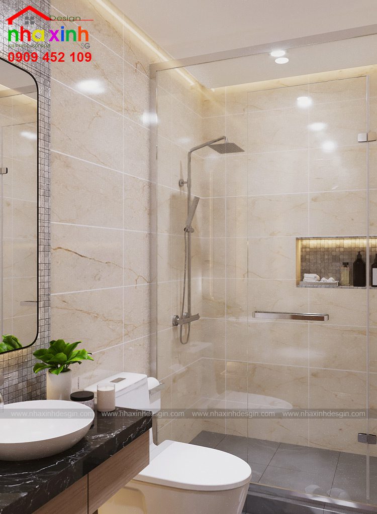 Nội thất phòng WC con trai phong cách đồ gỗ | Chị Chi. Ảnh 3