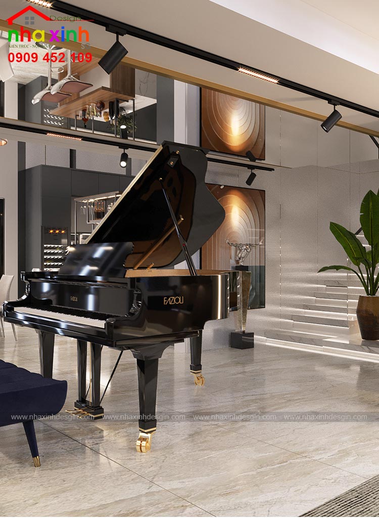 Nét thiết kế tuyệt đẹp cho không gian piano của gia chủ