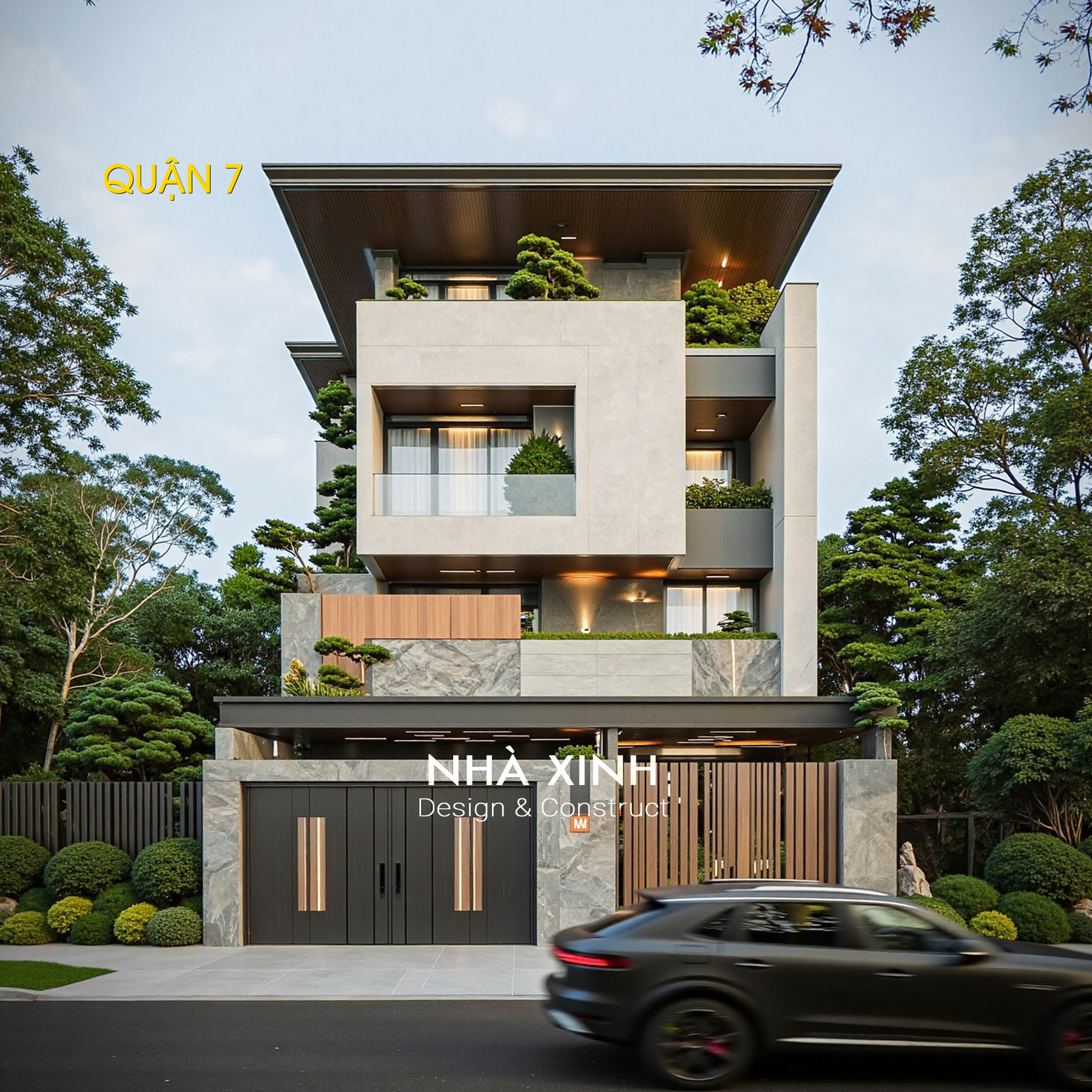 Nhà chị Dung sử dụng thiết kế mái bằng cho mẫu biệt thự 3 tầng