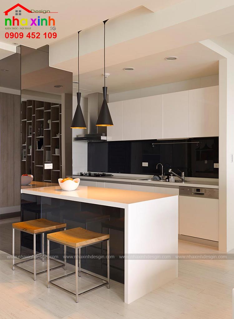 Không gian bếp được thiết kế chủ yếu tập trung vào công năng, tính tiện nghi