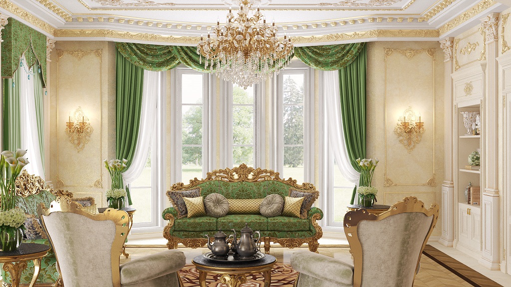 Phòng khách cổ điển thu hút bởi gam màu rêu view03