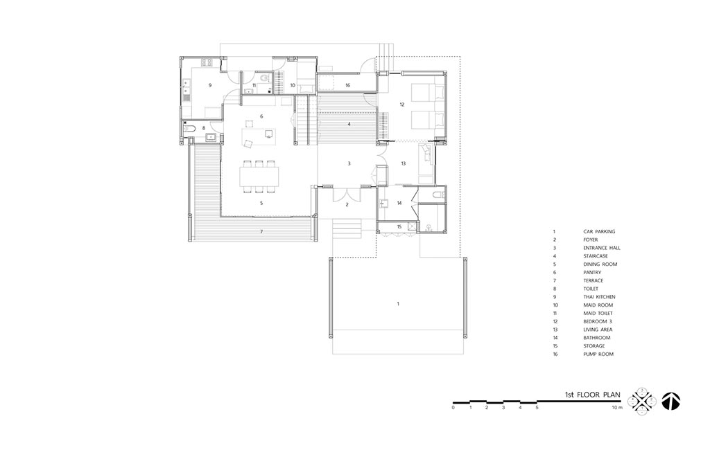 Bản vẽ mặt bằng tầng 3 của mẫu biệt thự hiện đại 2 tầng phong cách nhà vườn