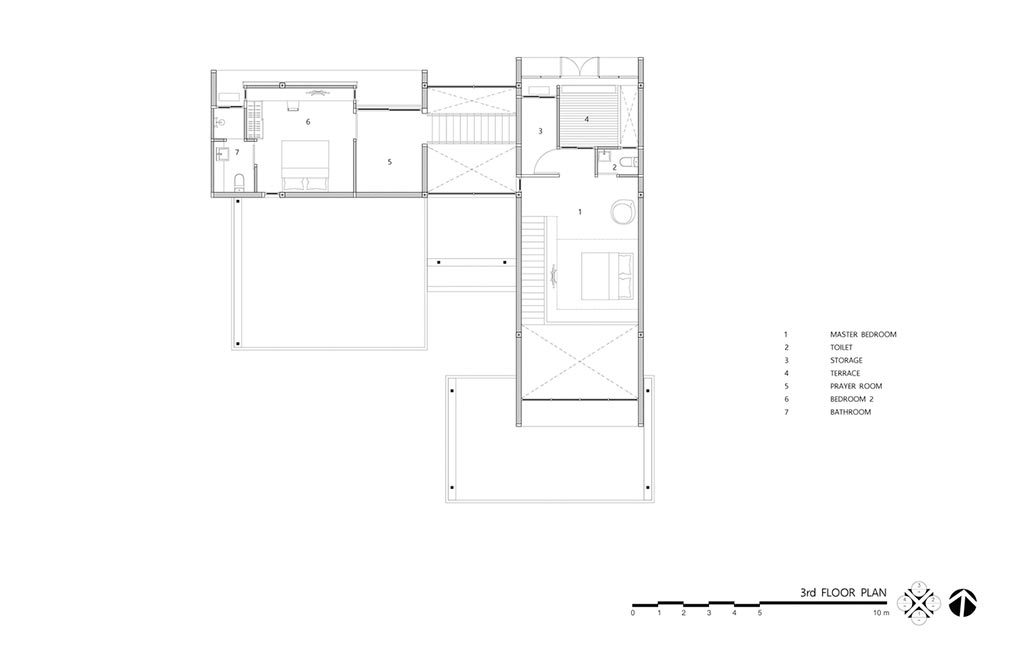 Bản vẽ mặt bằng tầng 3 của mẫu biệt thự hiện đại 2 tầng phong cách thái lan
