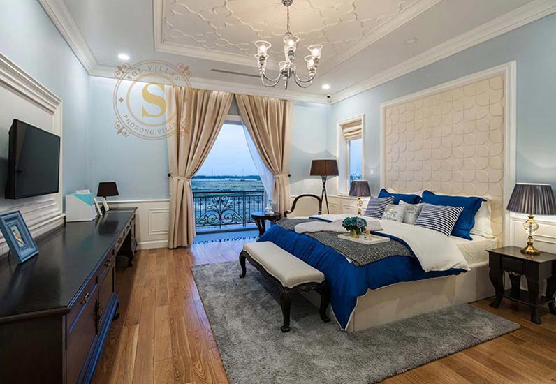 Nội thất phòng ngủ phong cách cổ điển với gam màu trung tính nhẹ nhàng và trầm ấm