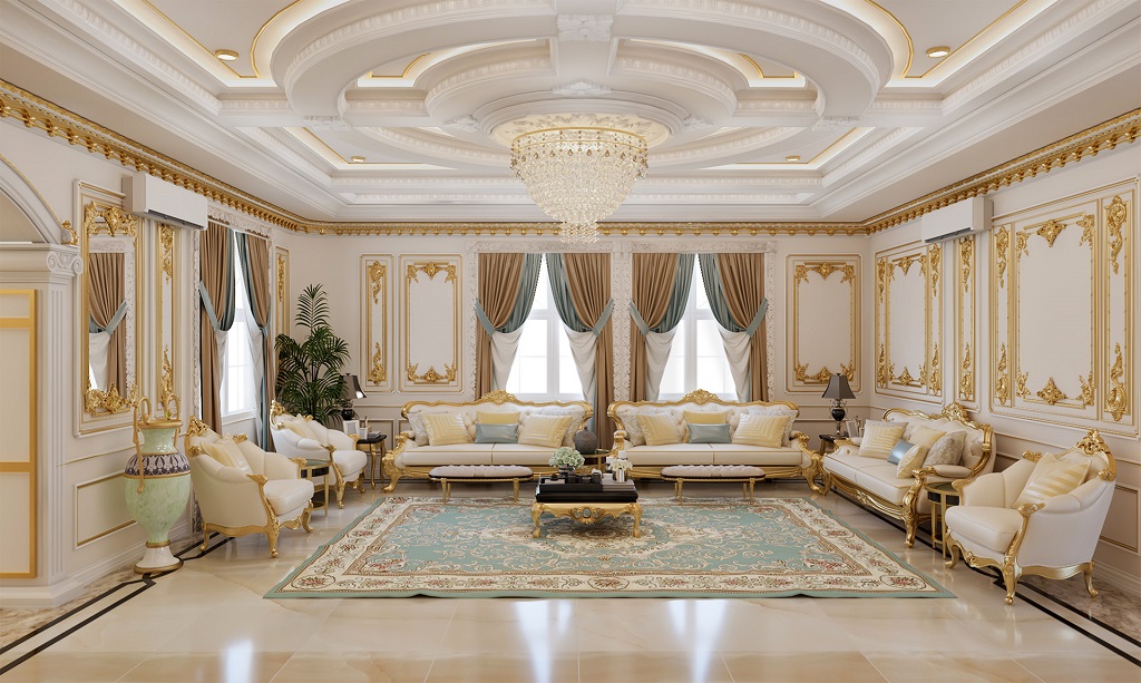 Không gian phòng khách được trang hoàn một cách lộng lẫy, nội thất cao cấp