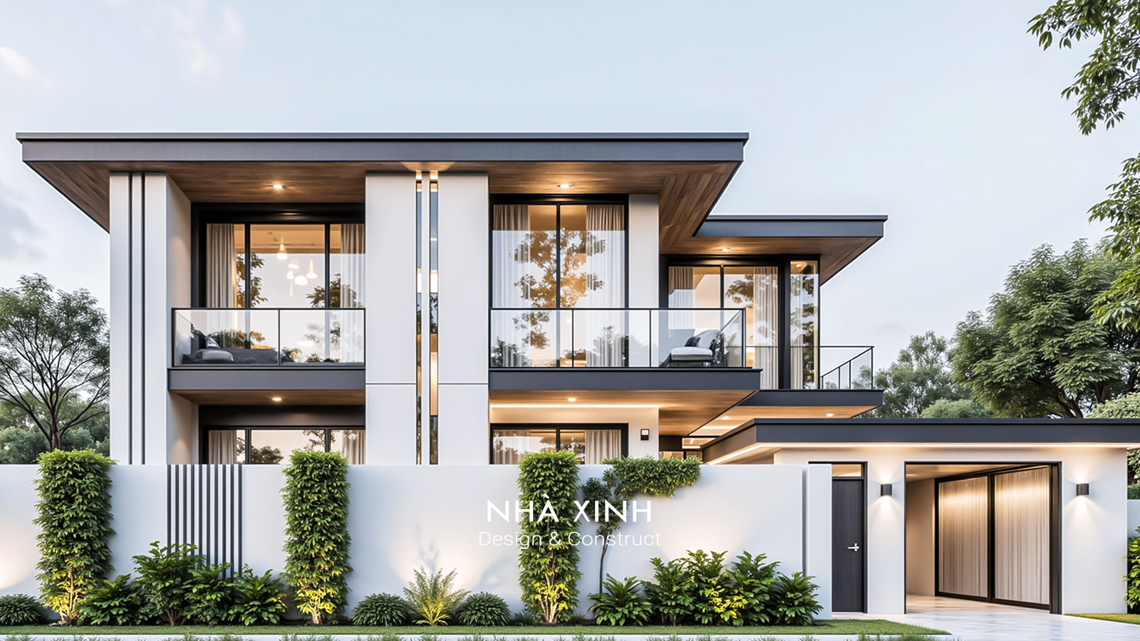 Biệt thự 2 tầng đẹp phong cách tối giản, ít chi tiết nhưng đắt (Dự án 09)