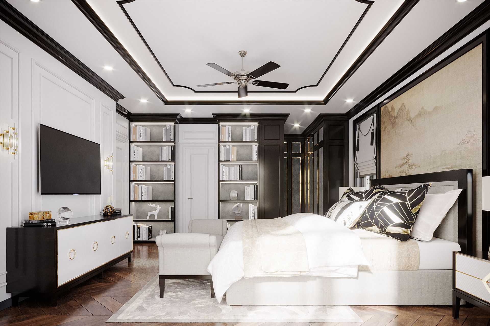 Thiết kế phòng ngủ biệt thự phong cách tân cổ điển mặt tiền với không gian sang trọng & tiện nghi