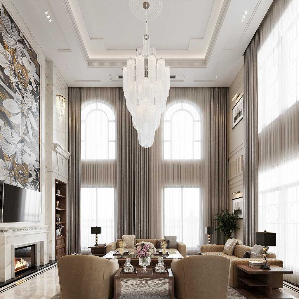 Phòng khách được thiết kế nổi bật với khung cửa kính lớn giúp lấy sáng tự nhiên hiệu quả
