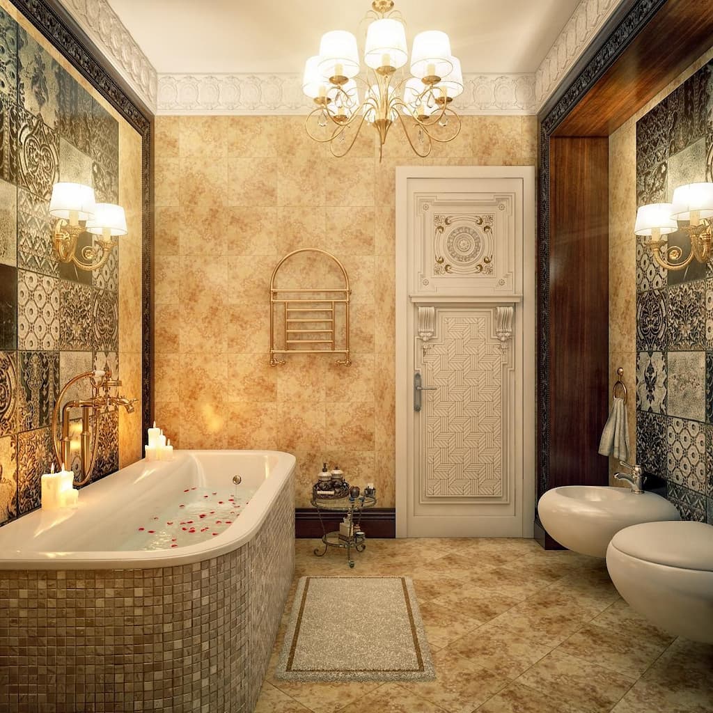 Mẫu nội thất phòng tắm cho biệt thự cổ điển