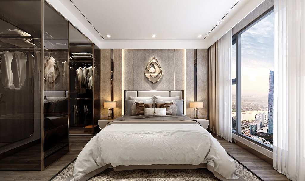 Thiết kế nội thất phòng ngủ với diện tich rộng rãi và thông thoáng