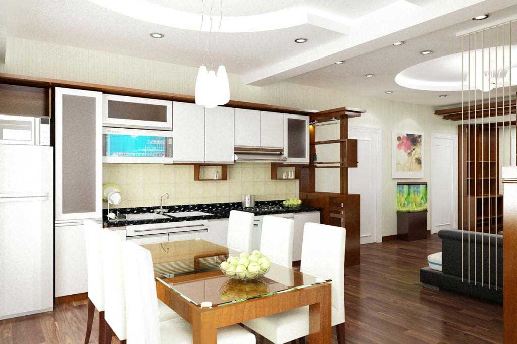 Trần thạch cao phòng bếp hiện đại đẹp cho căn hộ diện tích nhỏ