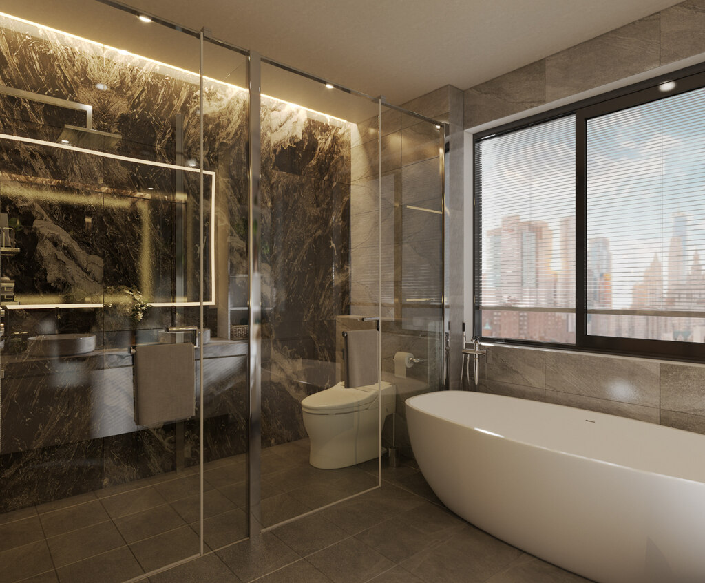 Một ý tưởng nội thất hiện đại sang trọng luxury được áp dụng trong thiết kế phòng wc