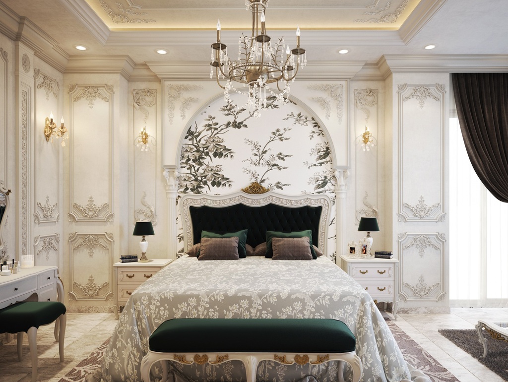 Bộ giường phòng ngủ tân cổ điển cao cấp kiểu Pháp