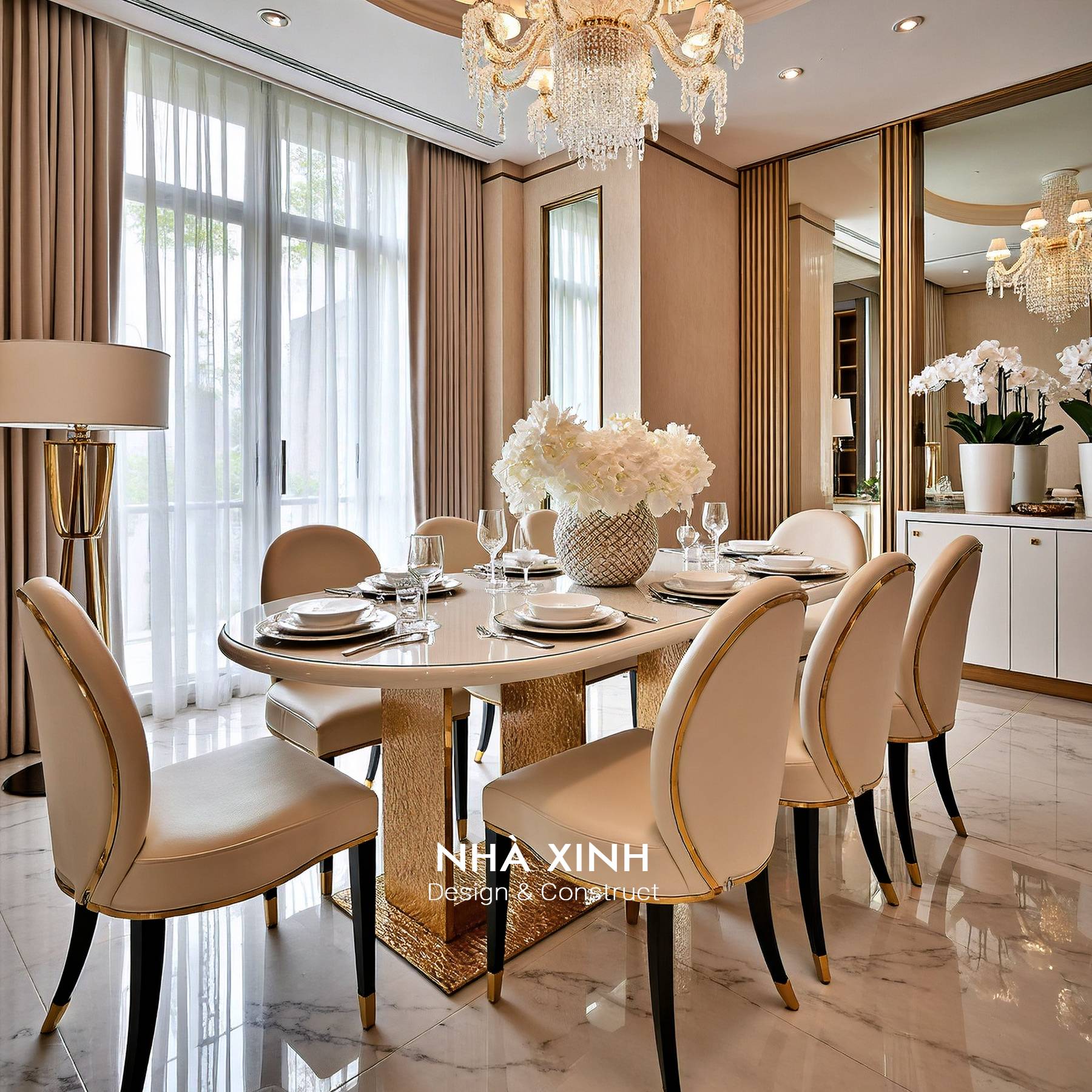 Không gian phòng bếp được thiết kế với đường nét tinh tế