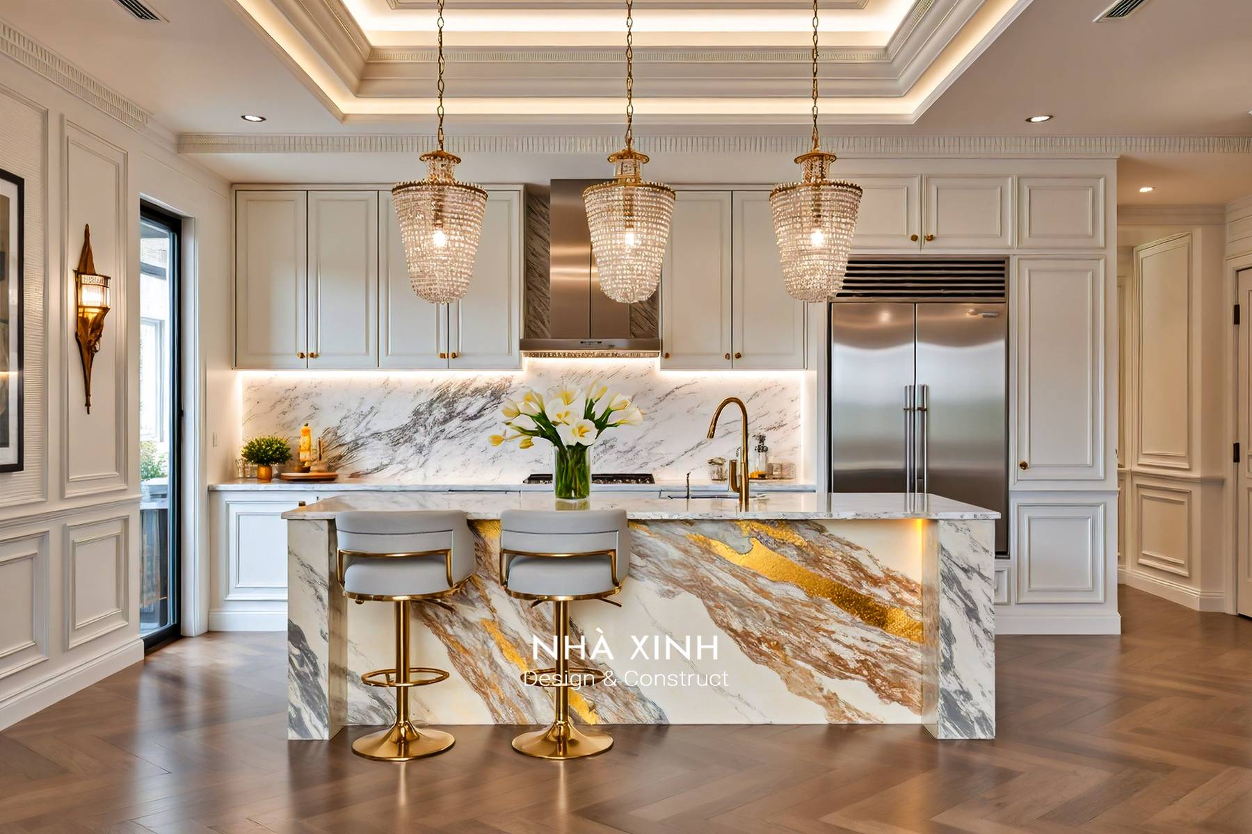 Thiết kế nội thất mang hơi hướng mở với sự kết nối bàn ăn - bếp