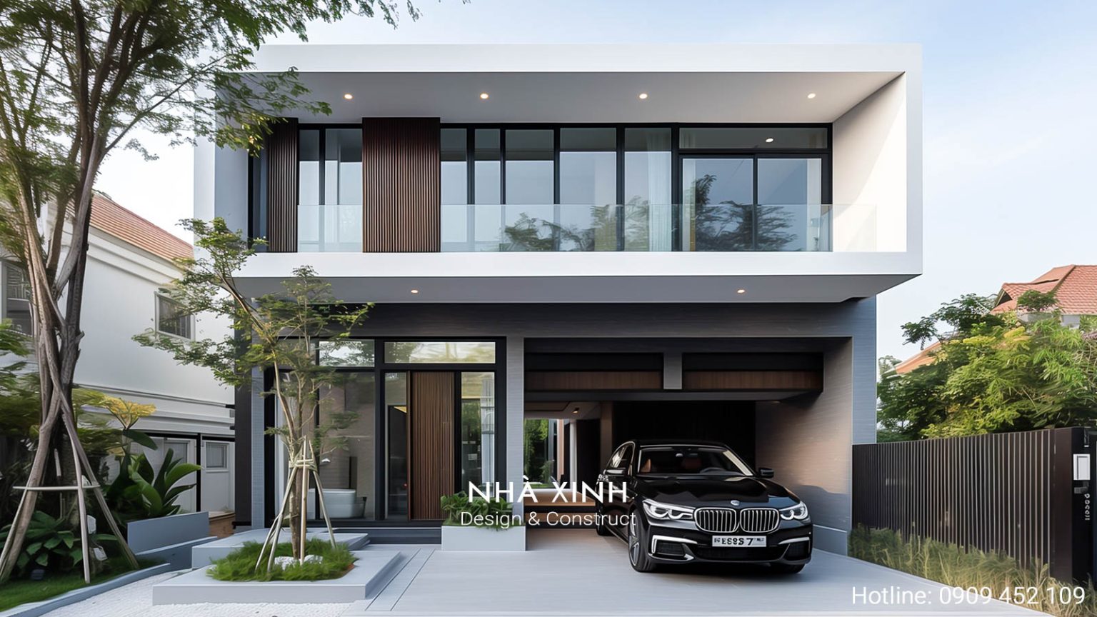 Biệt thự đẹp Sài Gòn nổi bật ban đêm – chiếu sáng facade theo lớp (Mẫu 12)