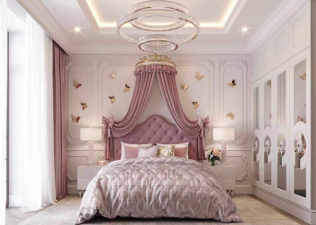 Sơn tường phòng ngủ hồng nhạt đơn giản