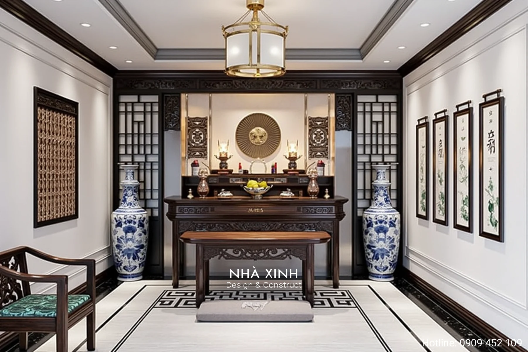 thiết kế không gian phòng thờ trang nghiêm