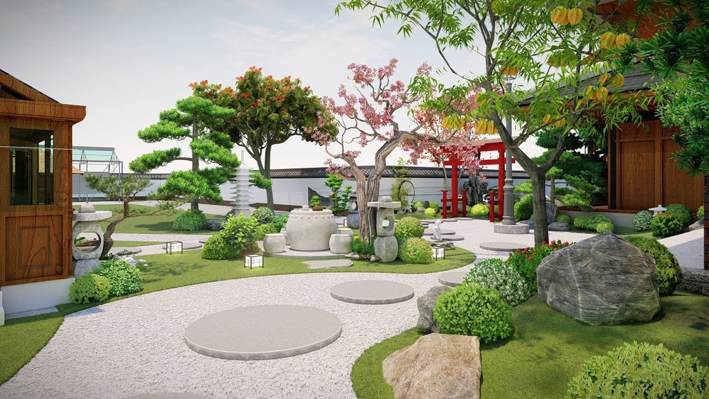 Phong cách trang trí sân vườn kiểu Nhật 