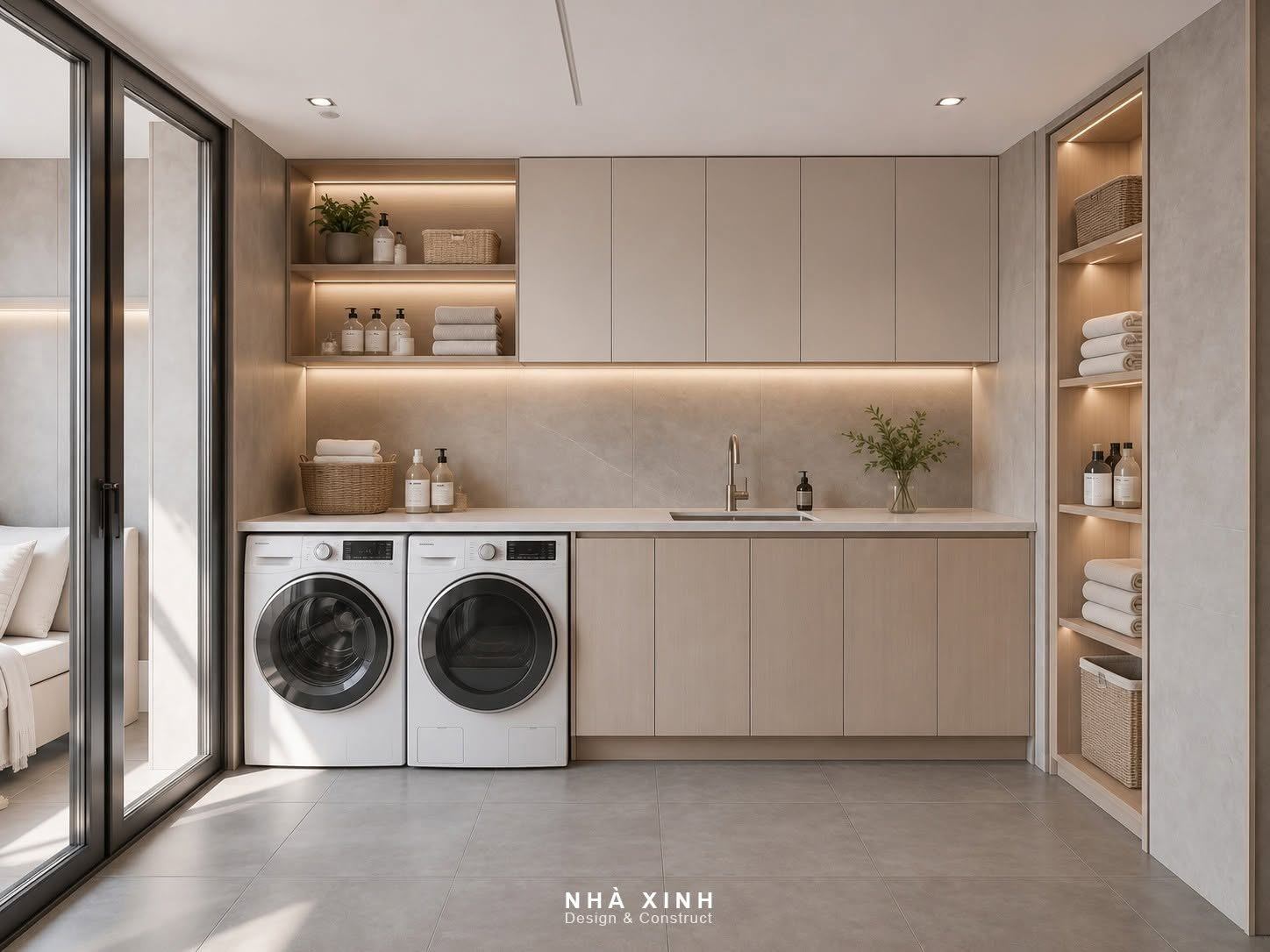 thiết kế nội thất không gian phòng giặt đồ