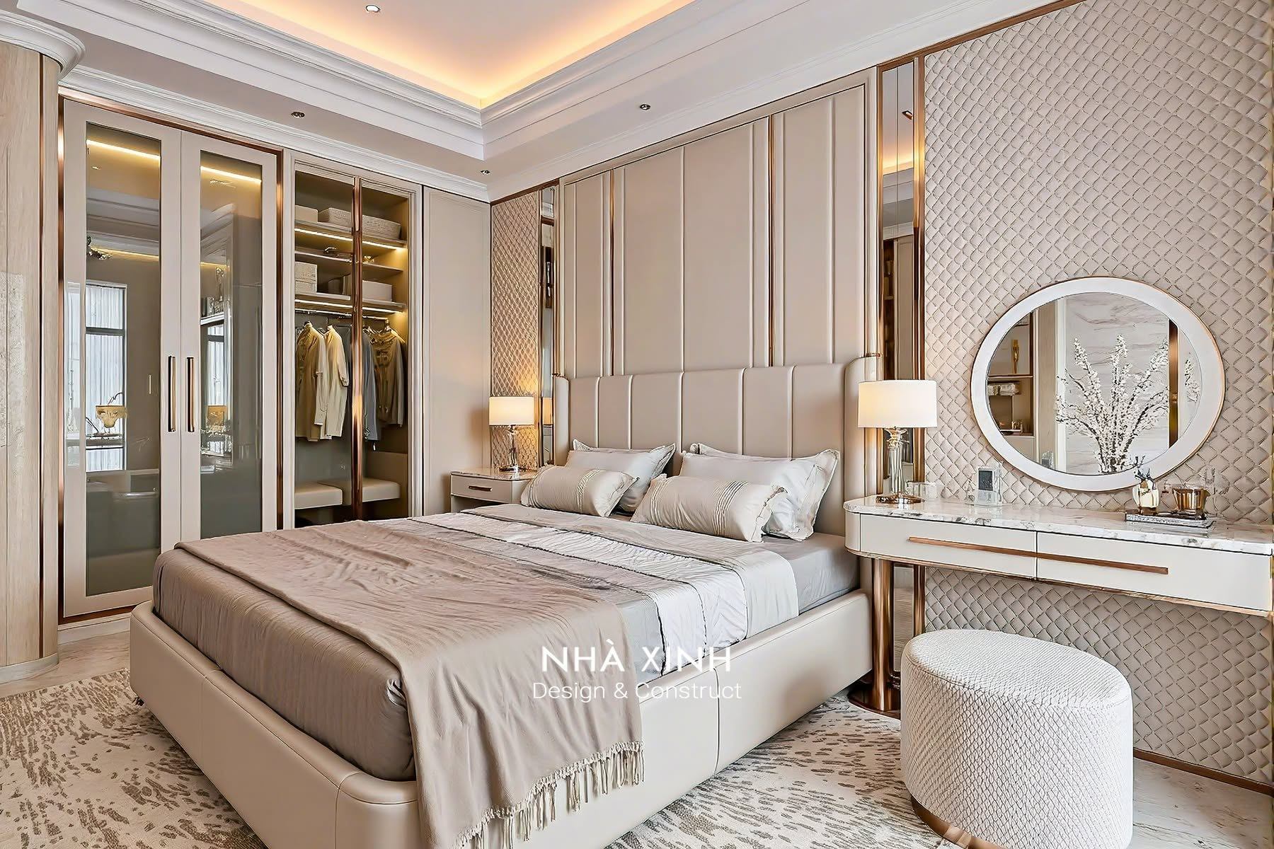 Không gian nội thất phòng ngủ biệt thự nam thông