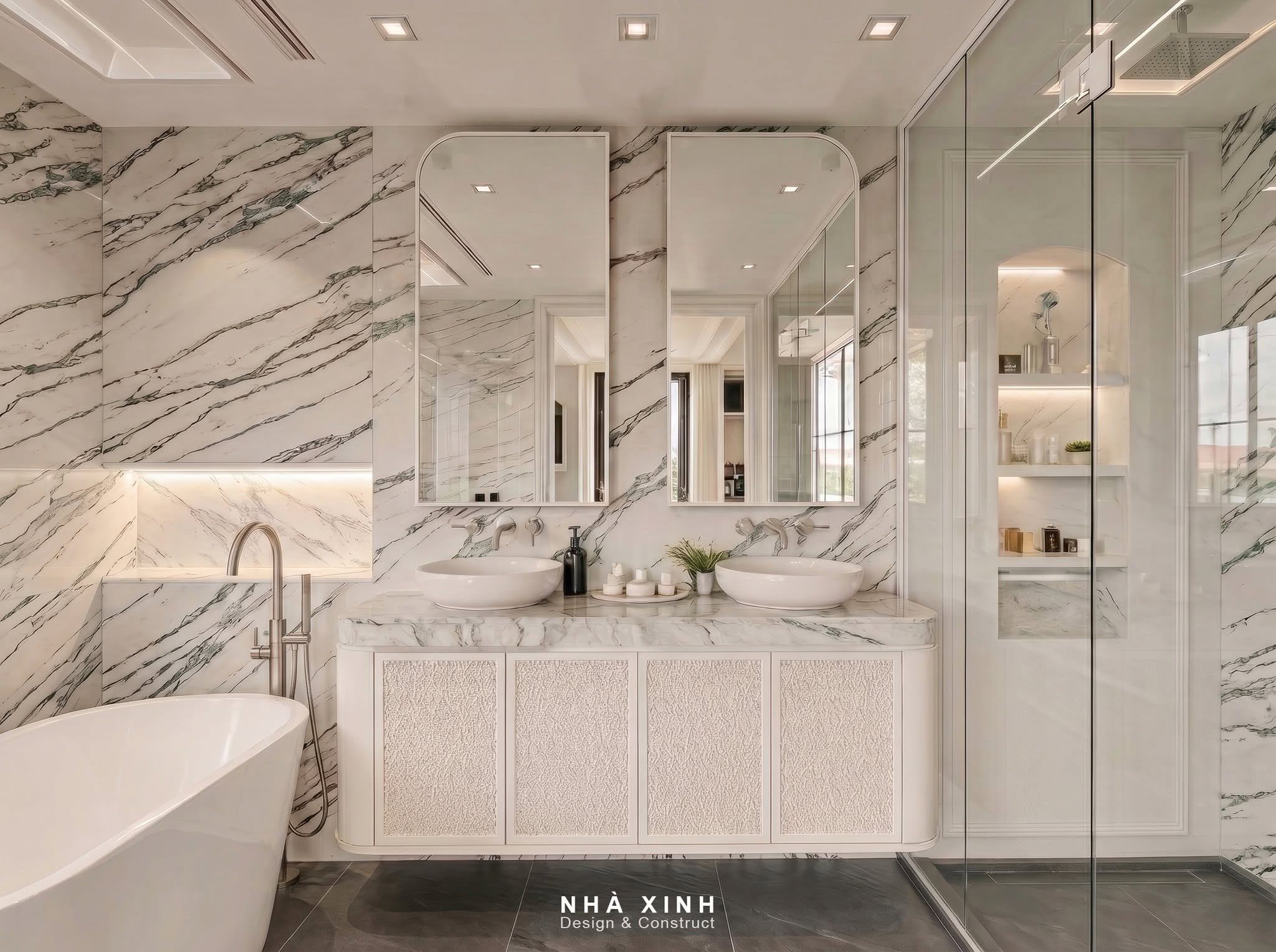 không gian nội thất phòng tắm hiện đại biệt thự nam thông