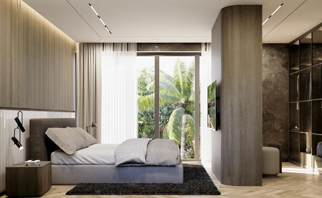 Phòng ngủ với thiết kế lấy sáng tự nhiên tạo nên sự hài hòa về màu sắc và ánh sáng