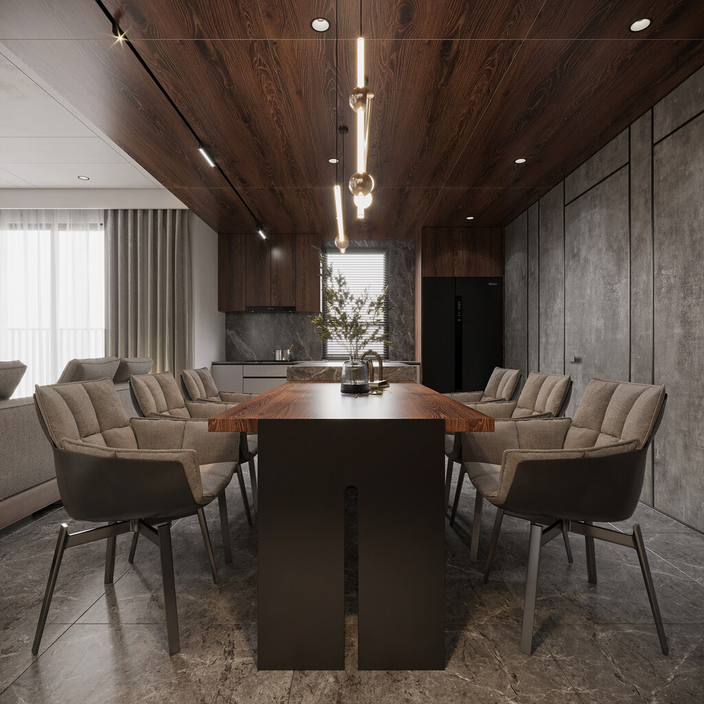 Sự tối giản của không gian bàn ăn trong dự án thiết kế nội thất hiện đại tối giản