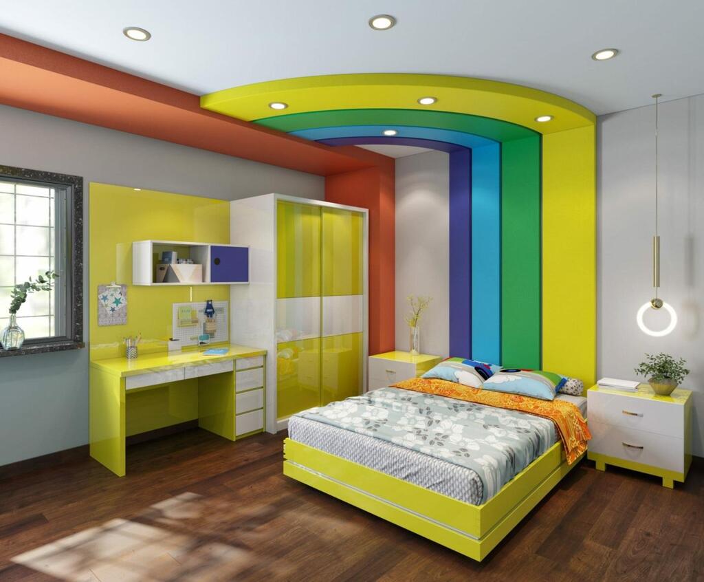 Phòng ngủ cho bé với nhiều màu sắc bắt mắt và nội thất tiện nghi