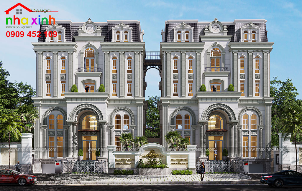 Mẫu thiết kế nhà biệt thự đẹp 3 tầng tân cổ 198m2 tại Nam Định