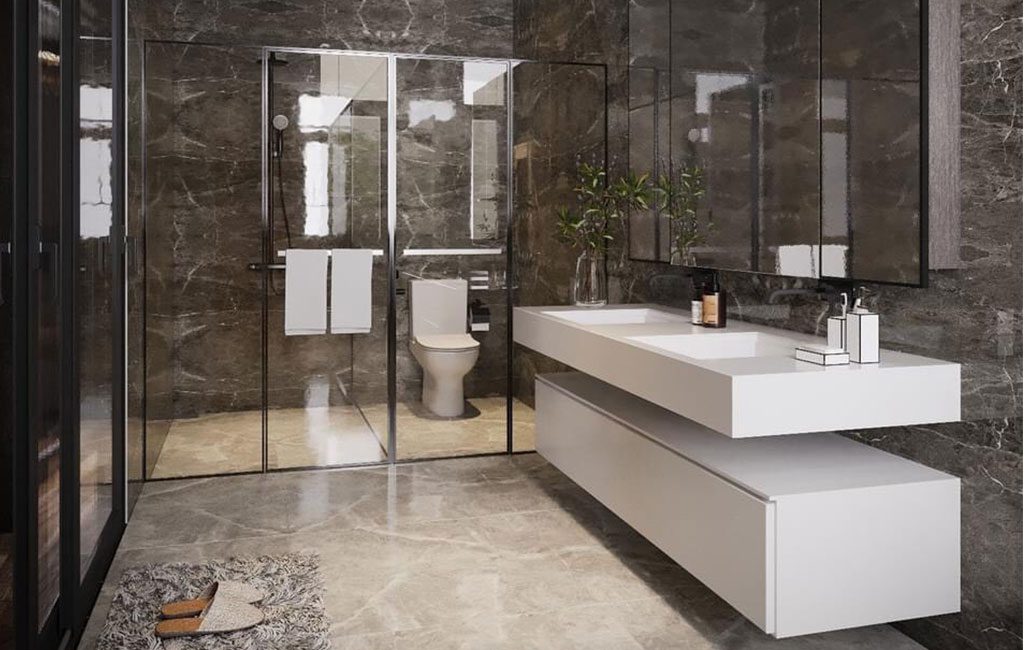 Nhà tắm thiết kế đơn giản nhưng hiện đại và đầy đủ tiện nghi