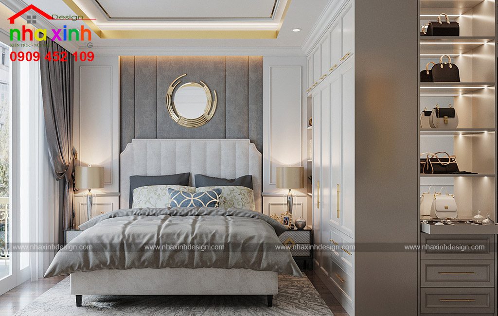 Sử dụng tone màu sáng cho thiết kế phòng ngủ master phong cách tân cổ điển