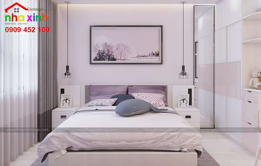Phòng ngủ tông màu tím ấn tượng cho bé gái