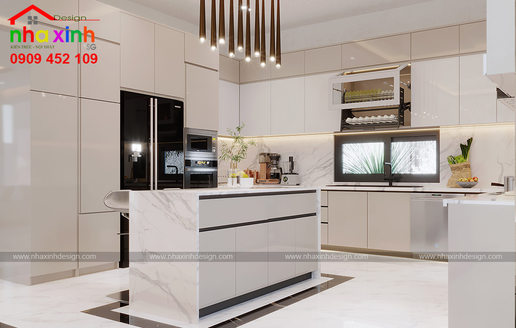 Không gian phòng bếp được thiết kế đề cao về công năng sử dụng