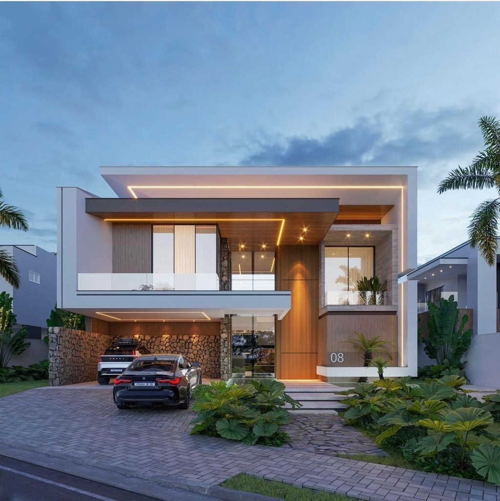 Kiến trúc biệt thự hiện đại 2 tầng với gam màu tươi sáng