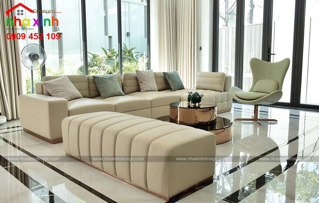 Mẫu nội thất phòng khách được thiết kế hoàn thiện bởi Nhà Xinh